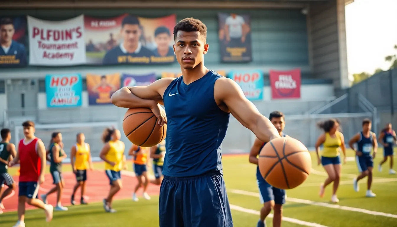 Neldanos Kimsel training at a sports academy with teammates.
