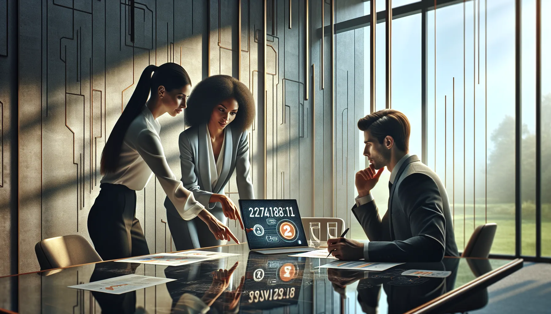 professionals discussing toll-free numbers in a modern office.