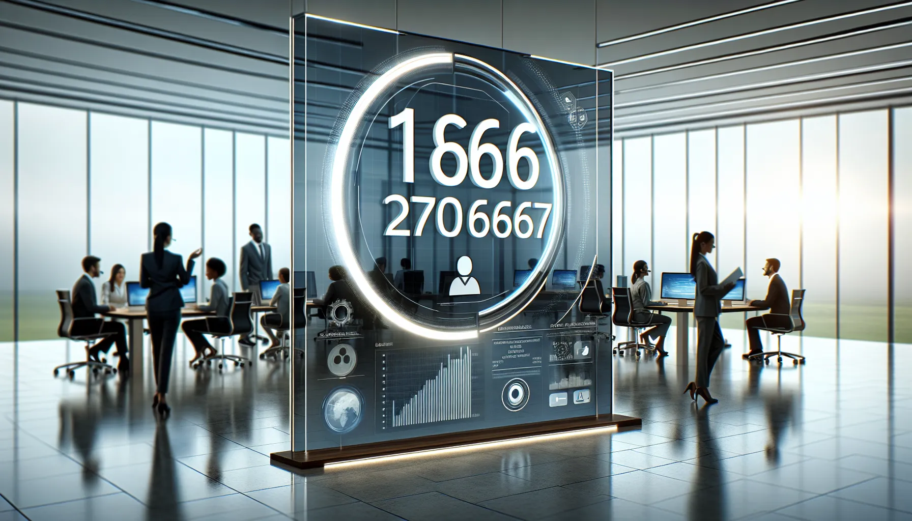 number displayed on a modern digital interface in an office.