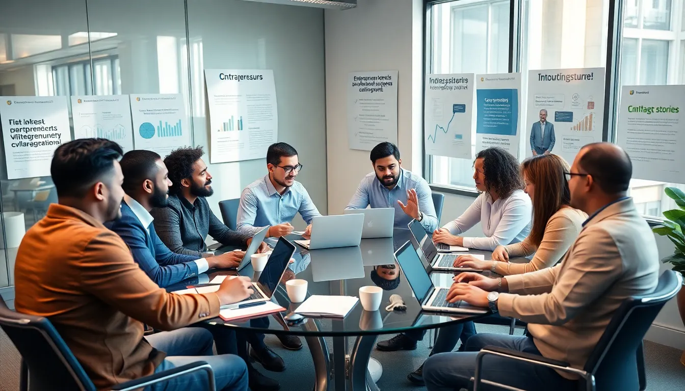 diverse professionals collaborating in a modern office setting.
