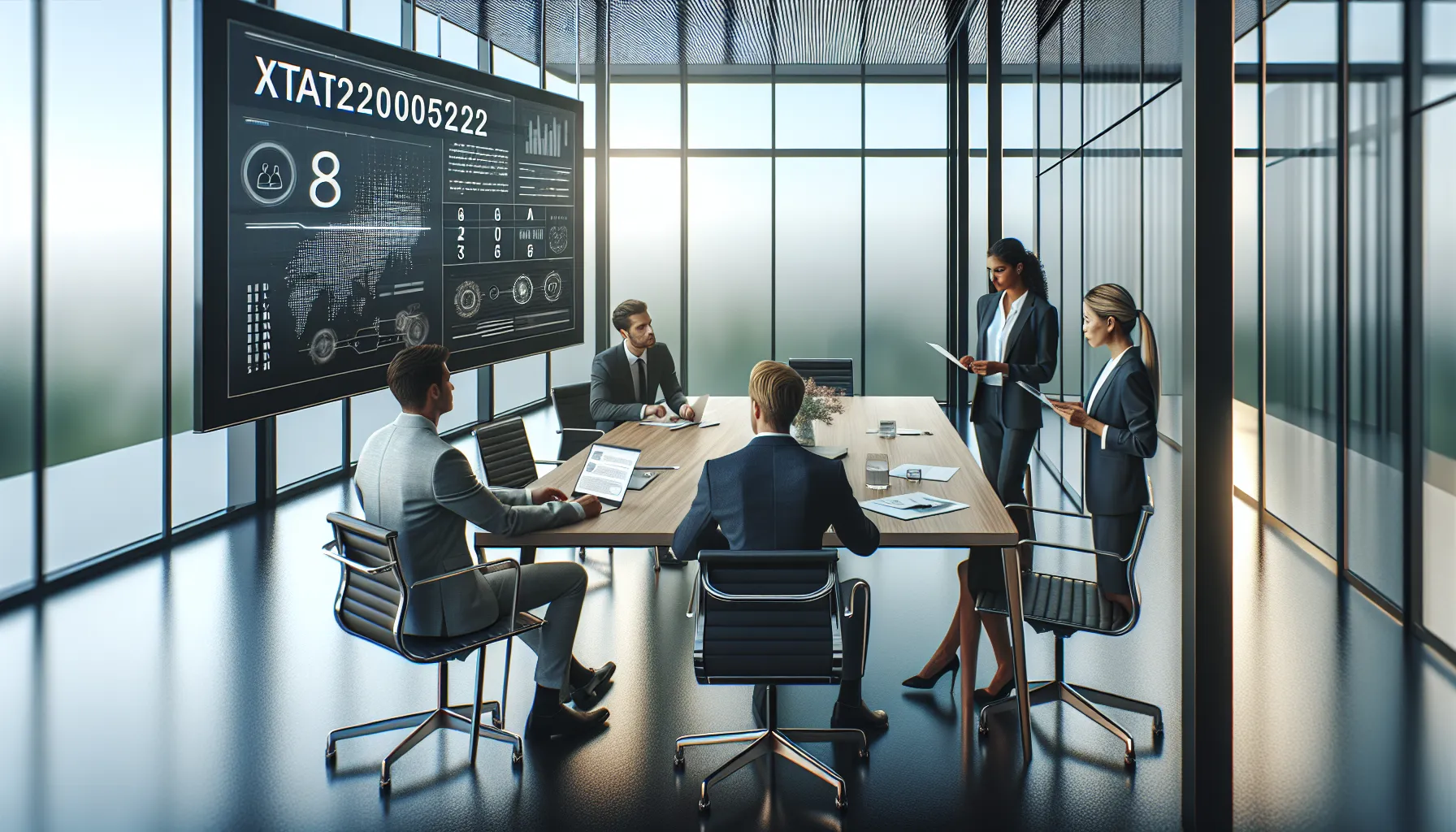 professionals discussing advanced technology in a modern office.