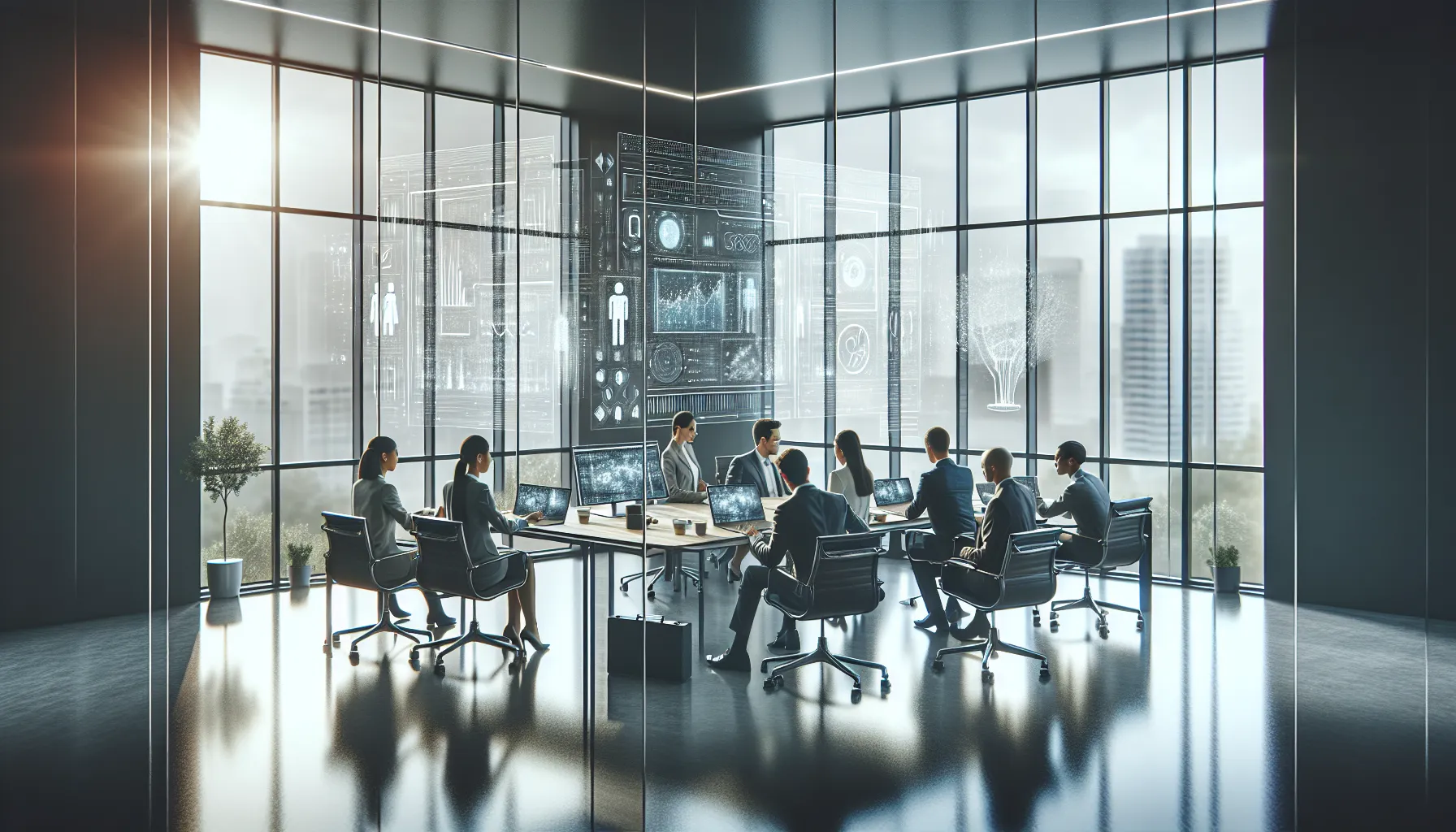 diverse team collaborating in a modern office setting.