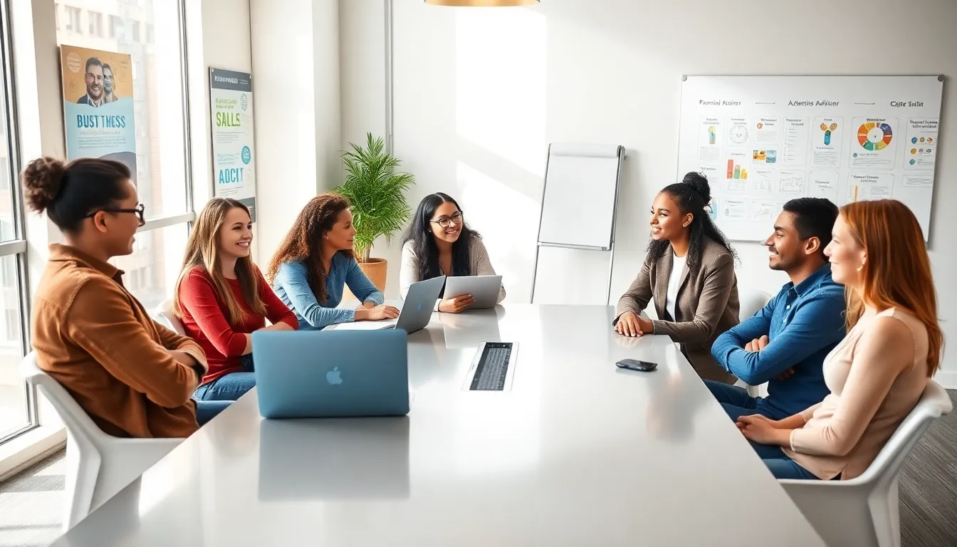 students engaged in a collaborative discussion with an academic advisor.