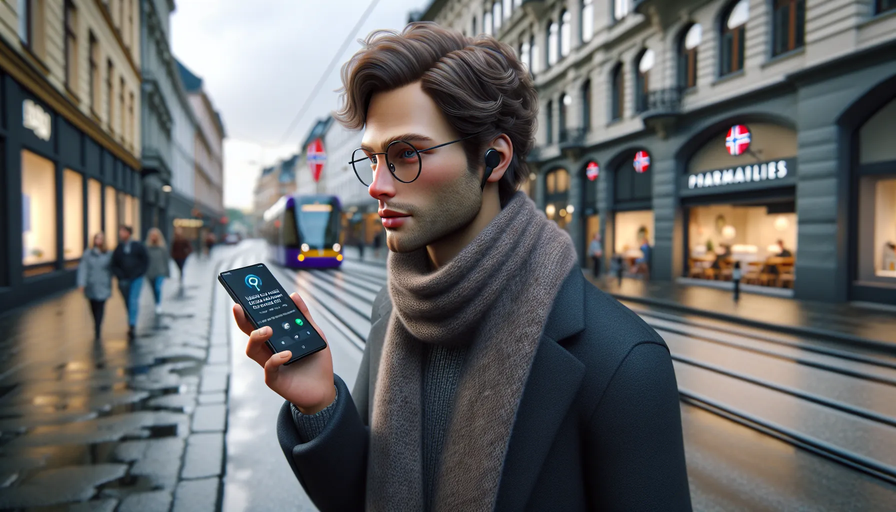 Hvordan stemmesøk og taleassistenter endrer seo-spillet 3 Young man in oslo using voice search on smartphone for local results.