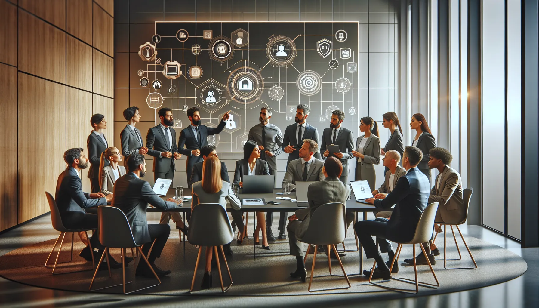 IT professionals discussing challenges of eringimgams in a modern office.