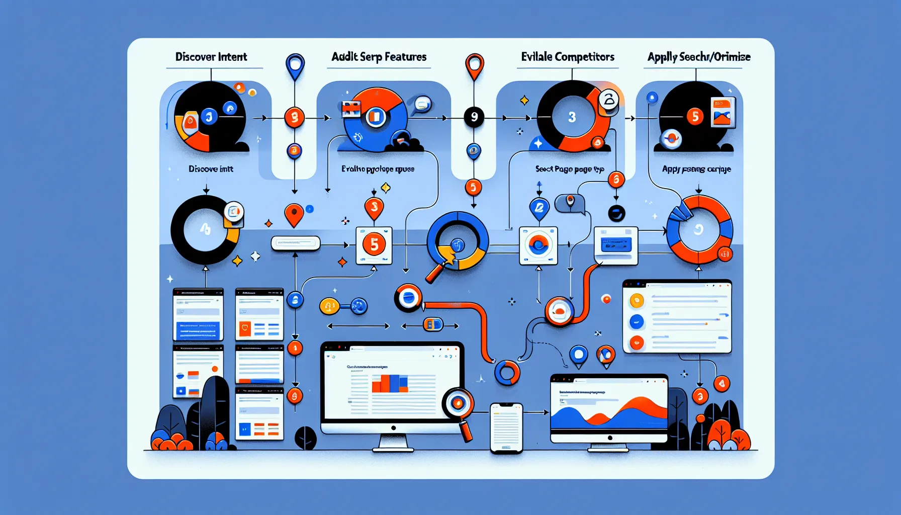 UK-focused process showing SERP analysis mapped to search results features.