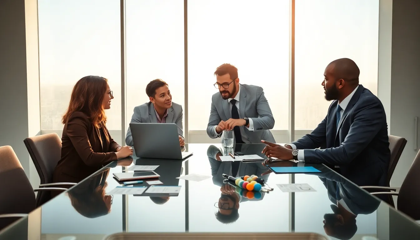 team collaborating on game strategy in a modern office setting.