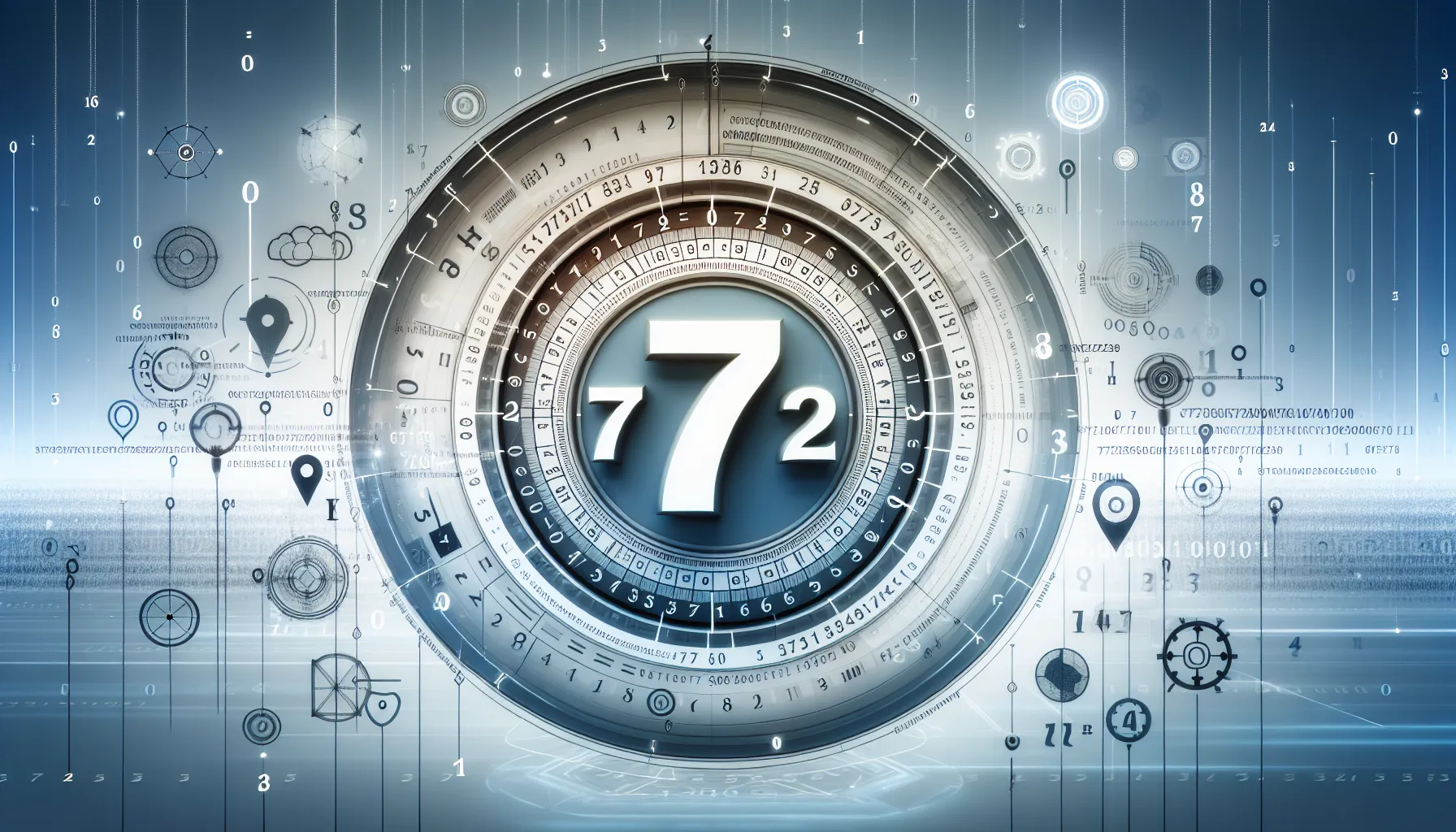 Digital display of the number 7372372639 with abstract technology motifs.