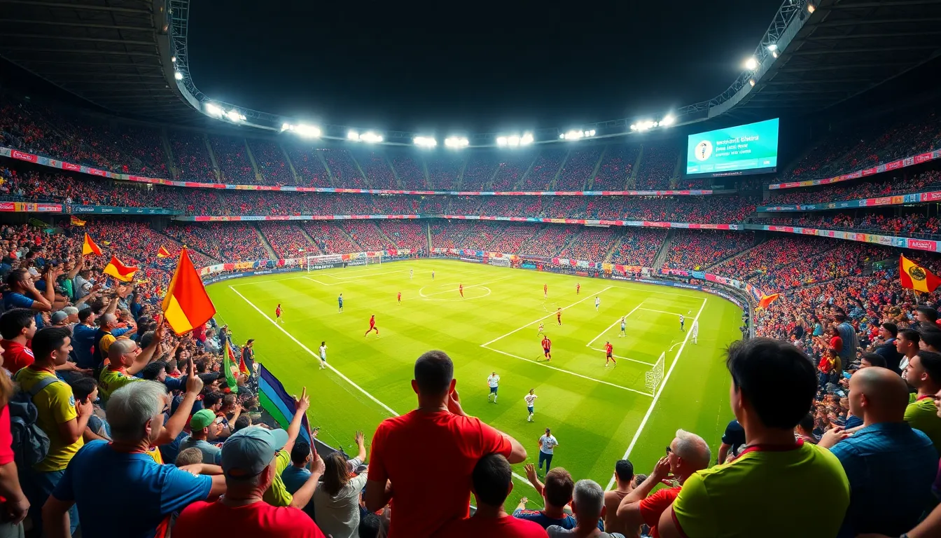 a football stadium filled with fans during a thrilling match.