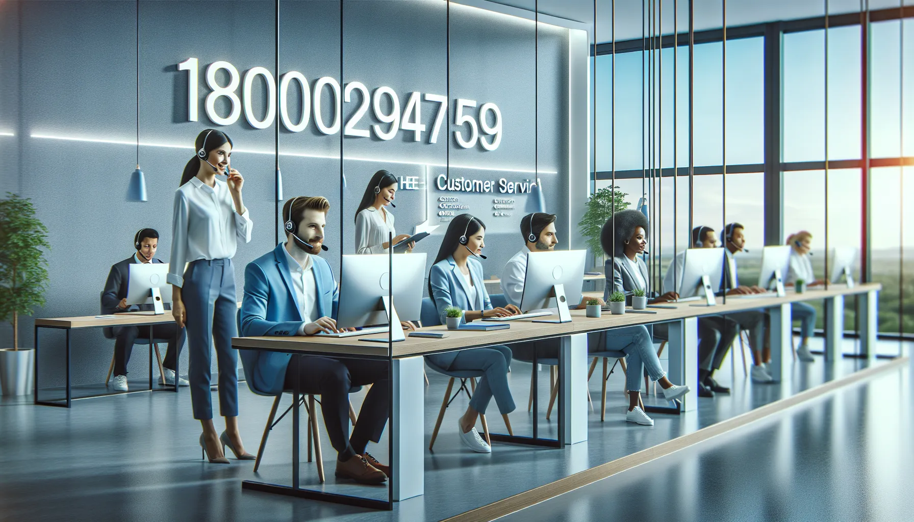 customer service professionals in a modern call center.