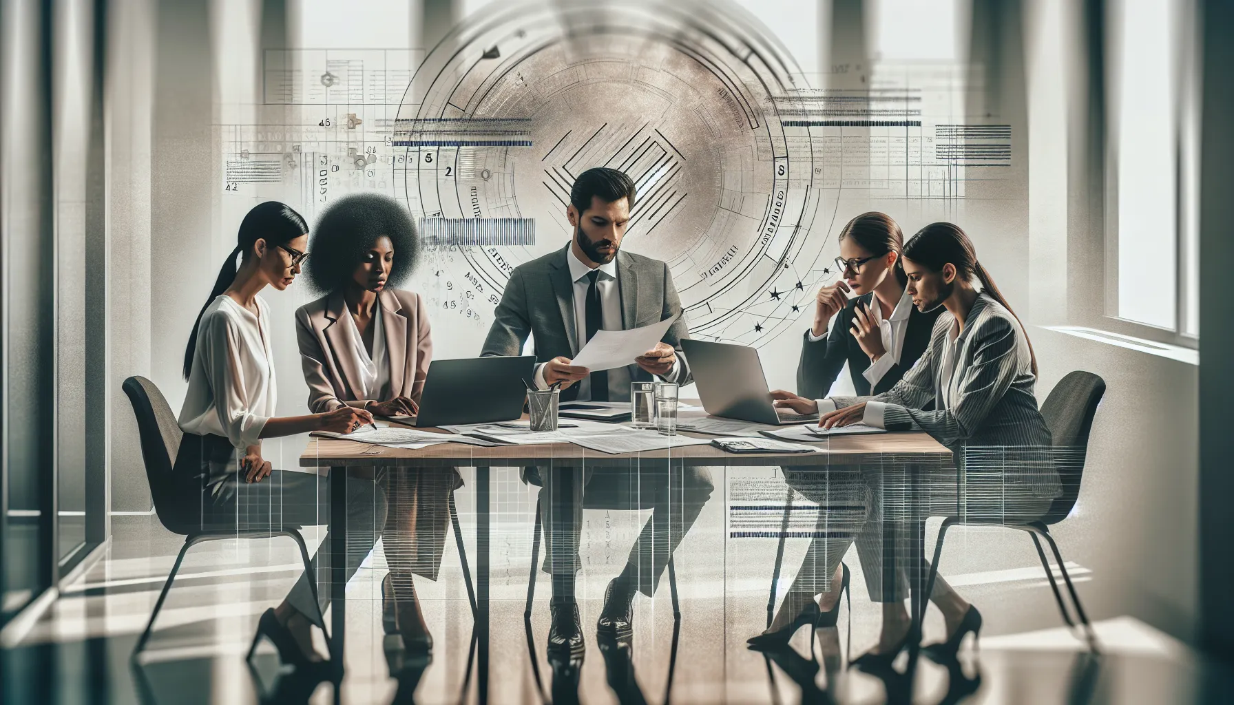 diverse professionals discussing tax identification numbers in an office.