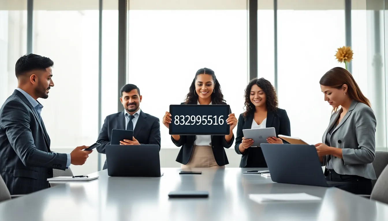 professionals discussing the significance of numbers in a modern office.
