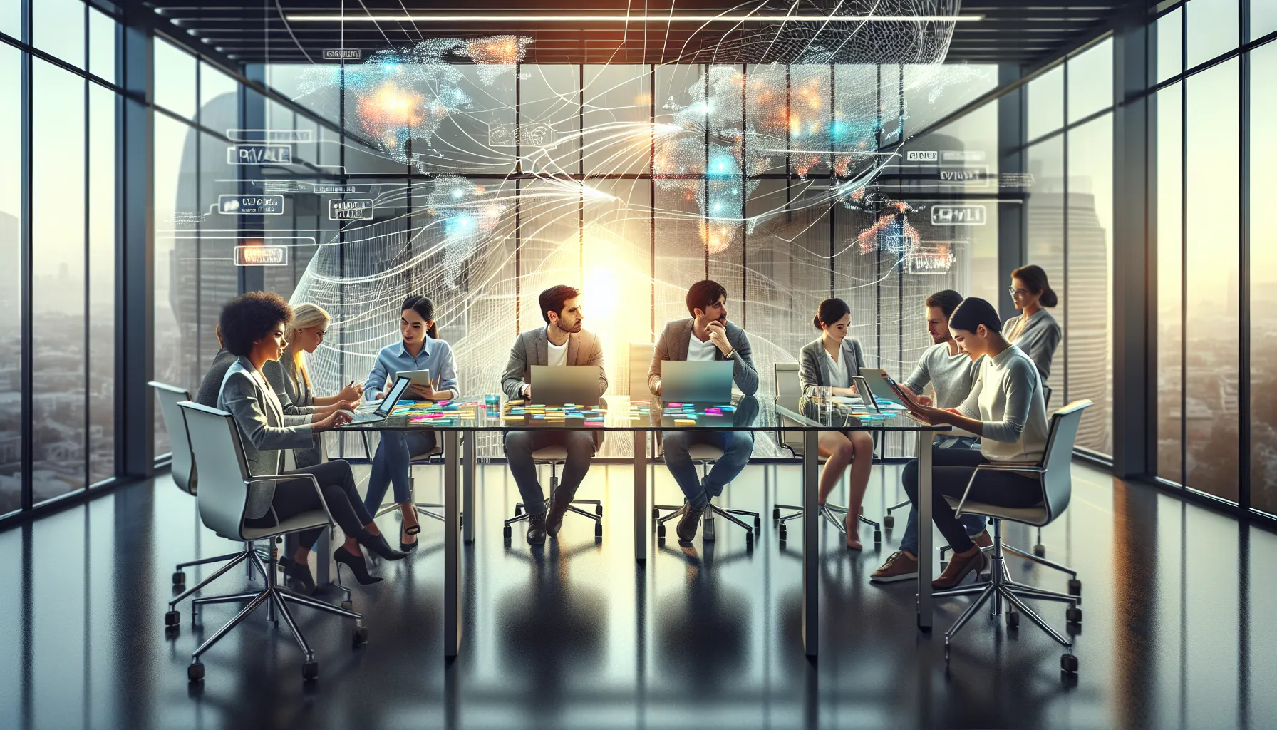 diverse teams illustrating private and public IP communication in an office.