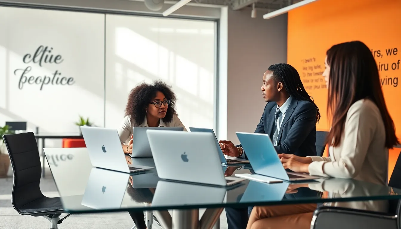 diverse team discussing continuous feedback in a modern office.