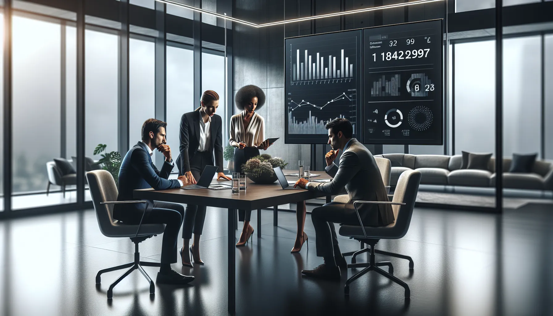 diverse team discussing the significance of a numerical identifier in an office.