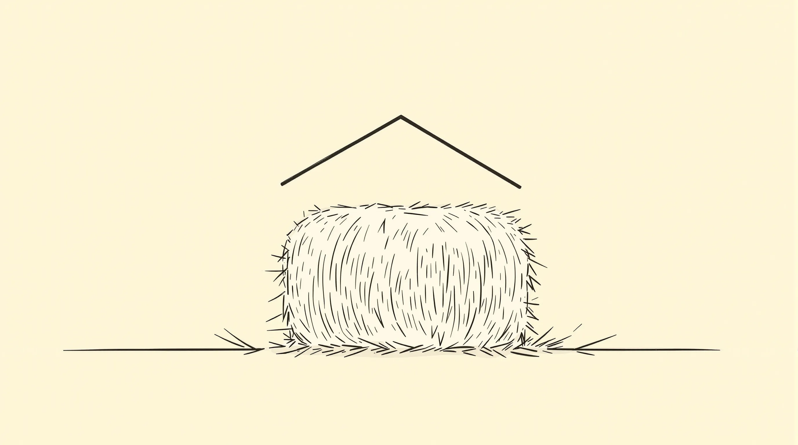 A simple straw bale illustration representing affordable natural house construction in Croatia.