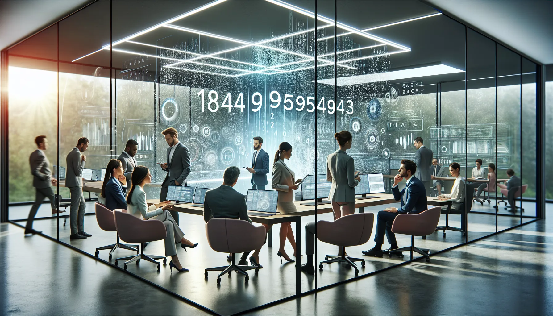 diverse team discussing data trends in a modern office.