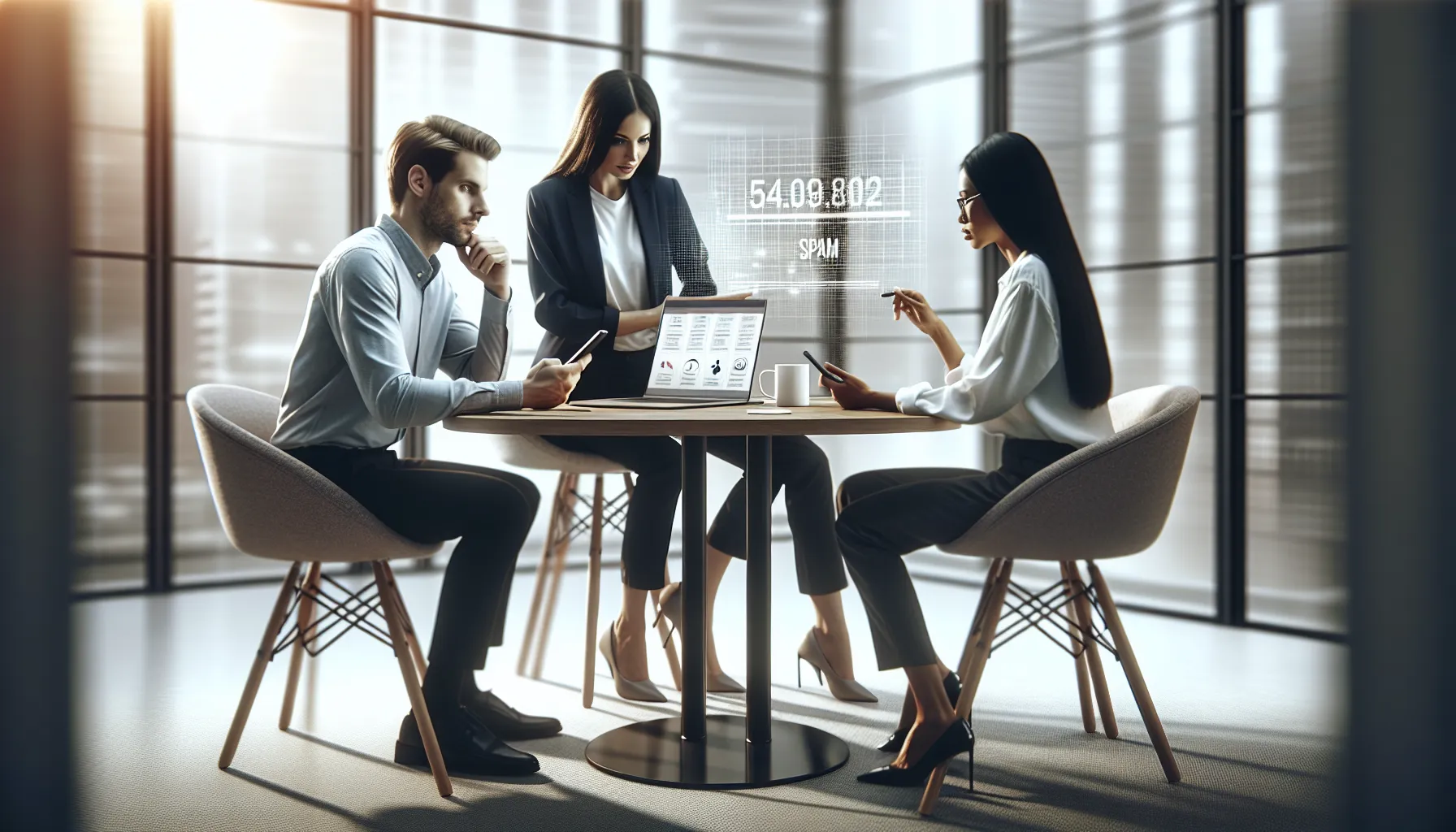 professionals discussing phone scam identification in a modern office