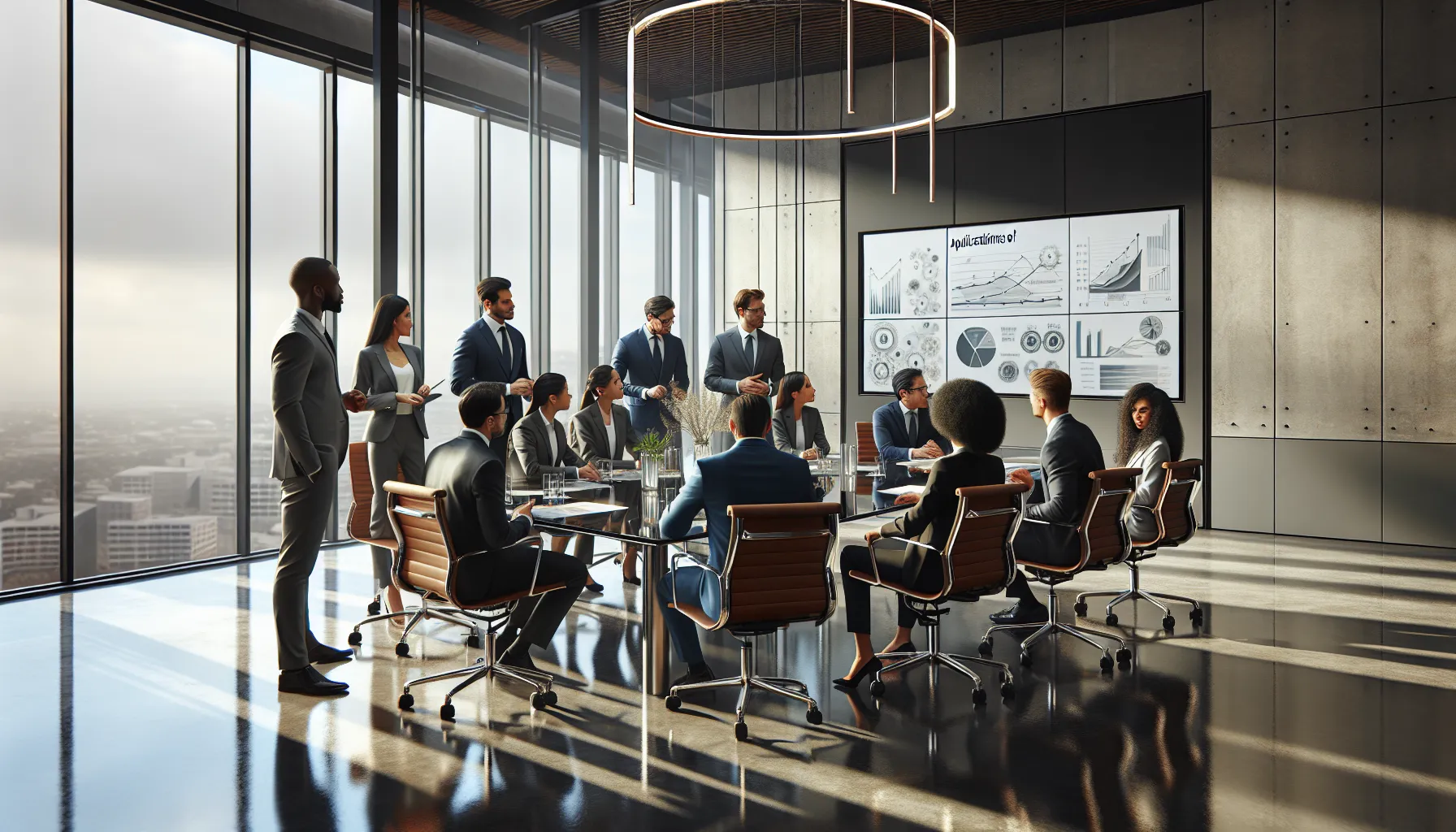 diverse professionals discussing fkbpfqv in a modern conference room.