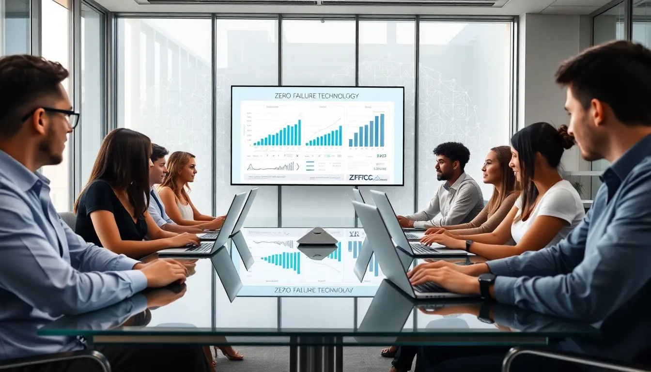 diverse team discussing Zero Failure Technology in a modern office.