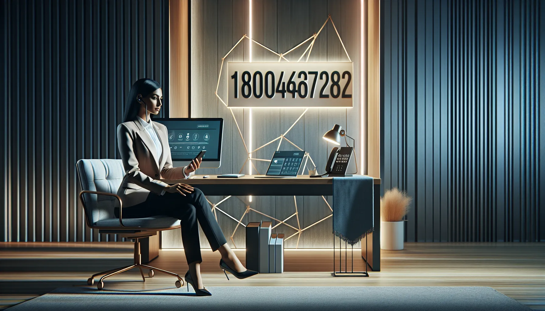 professional using a smartphone in a modern office setting.