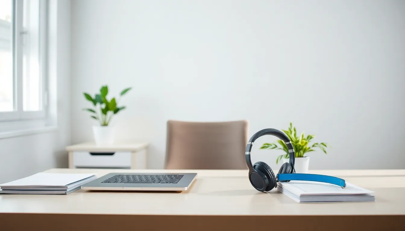 organized study area with a desk, laptop, and good lighting.
