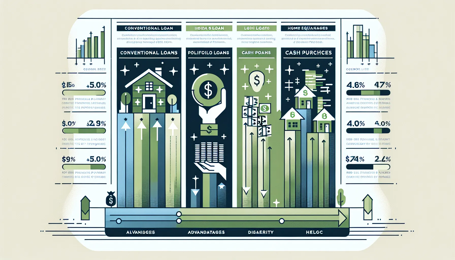 Comparison chart of four investment property financing options in the US.