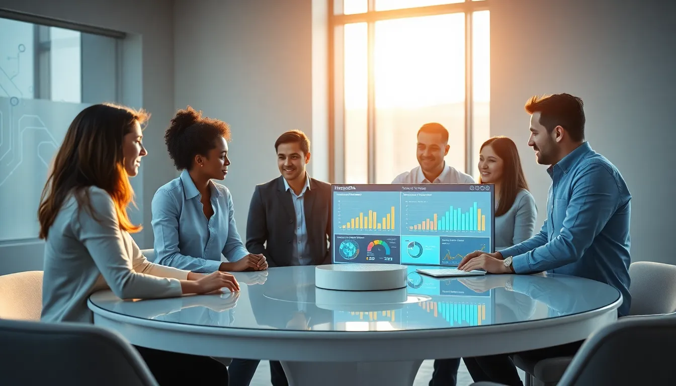 diverse team discussing Hlnaclrk technology in a modern workspace.