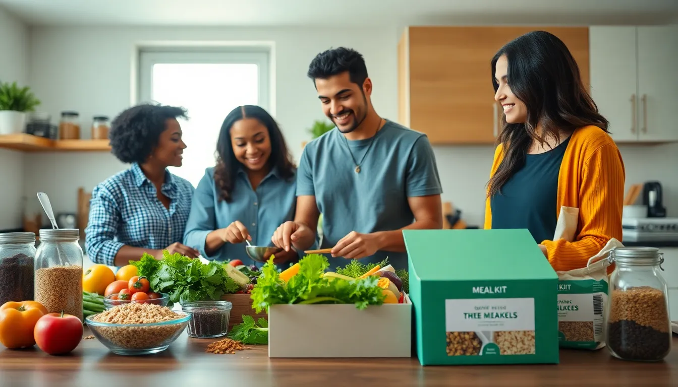 diverse chefs preparing healthy, convenient food in a modern kitchen.