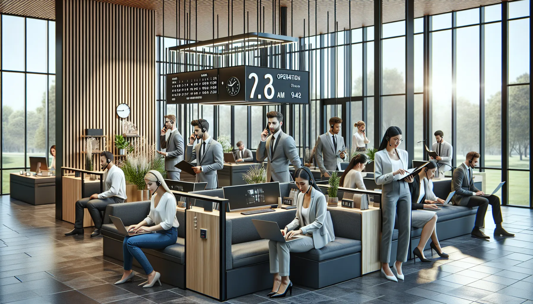 diverse team in a modern office providing customer support.