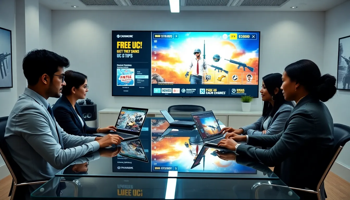professionals collaborating on strategies for acquiring free UC in PUBG Mobile.