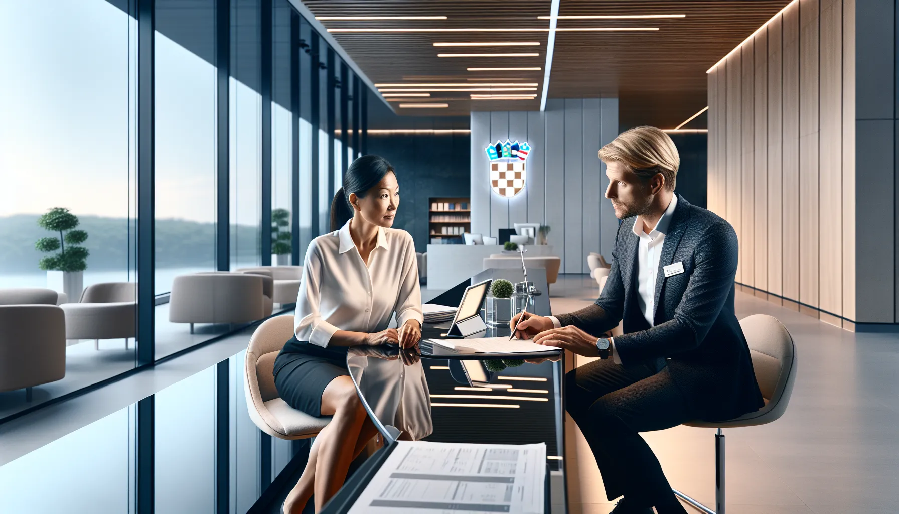 Croatian bank client consulting with advisor about blocked account rights