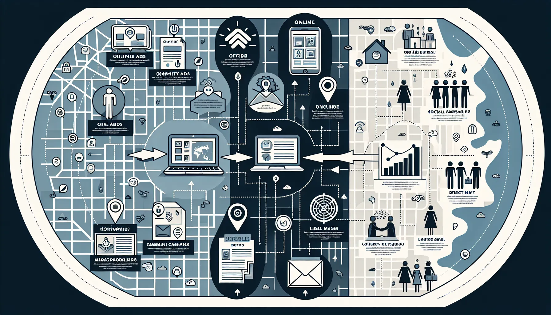 infographic showing online and offline ways to find Danville property owner leads