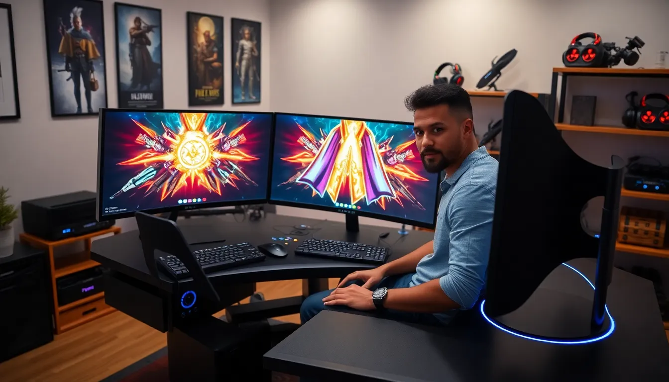gamer showcasing the Essence of Finality in a modern gaming setup.