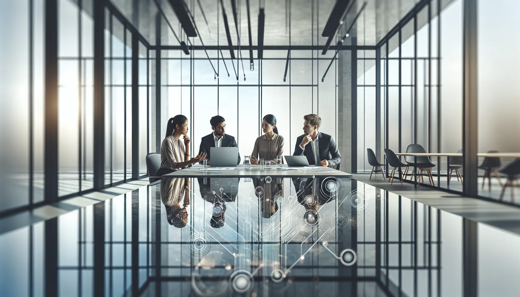 diverse professionals collaborating in a bright office meeting.