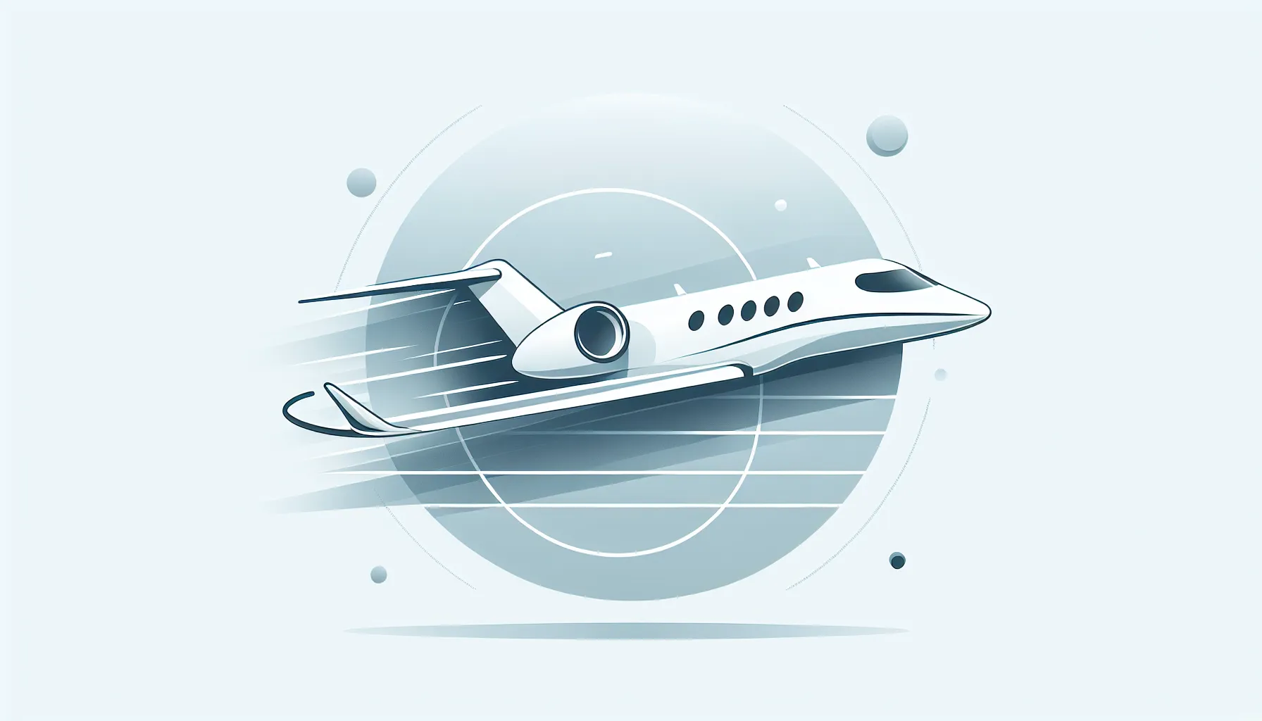 a minimalist private jet above a simple circular map icon