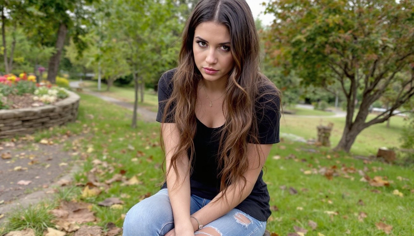 Woman at a kitchen table comparing two plates with different protein portions.