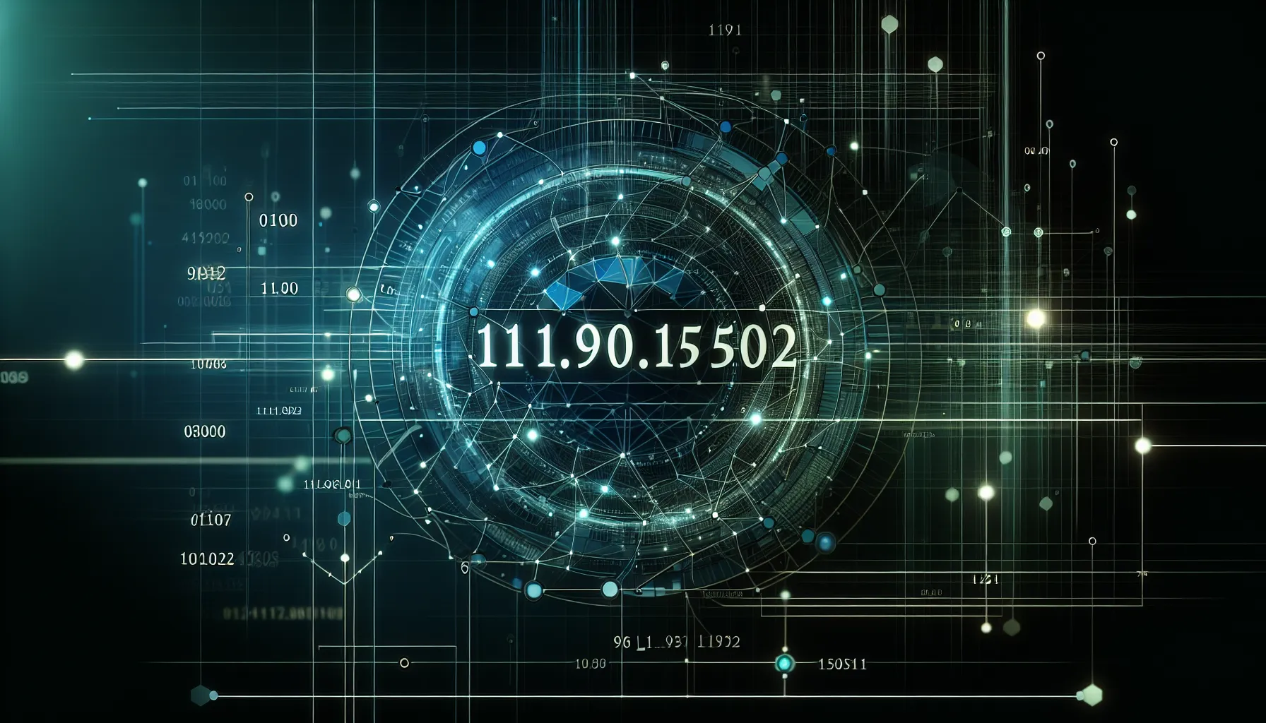 Illustration of the IP address 111.90.1502 in a digital network.