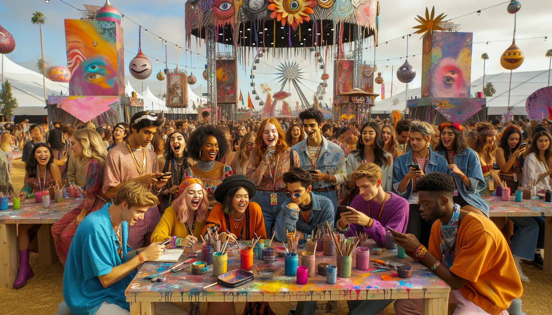 diverse group enjoying a playful pop culture festival in the United States.