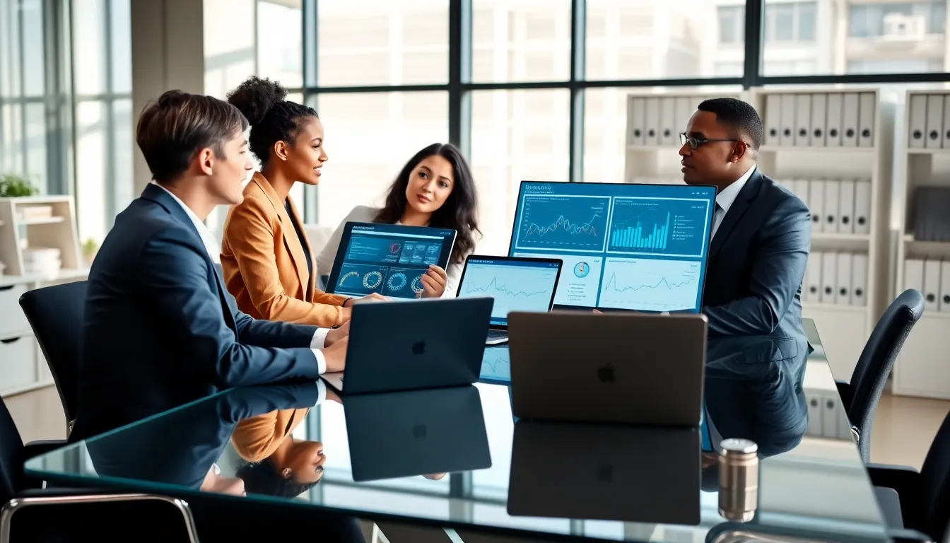 diverse team strategizing debt recovery solutions in a modern office.