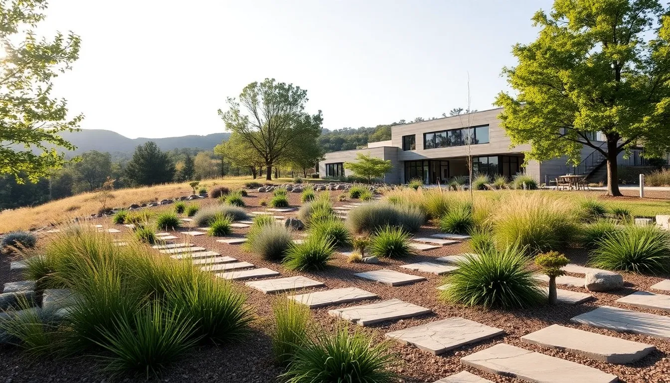 modern landscape design integrating nature and architecture.