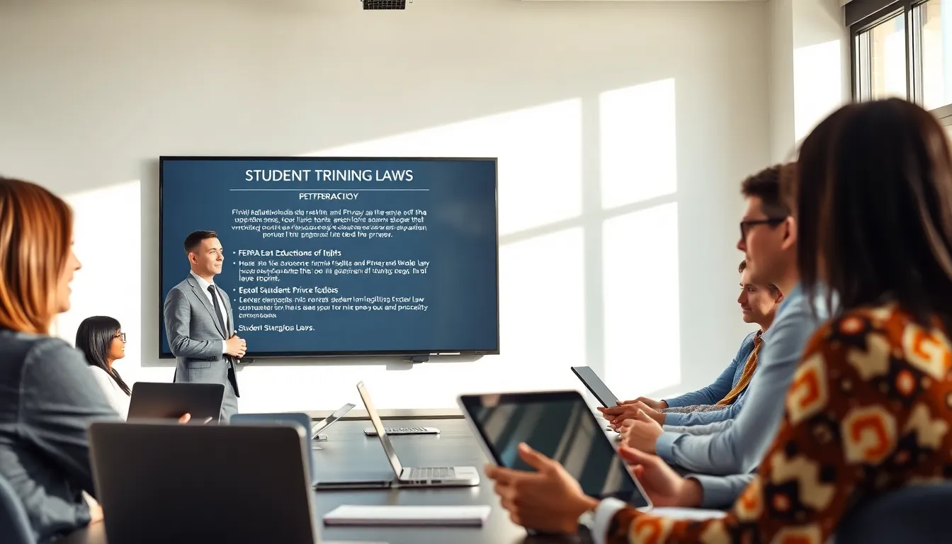 educators discussing student privacy laws in a modern classroom.