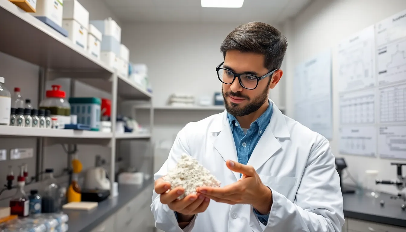 scientist studying melamine in a modern laboratory.