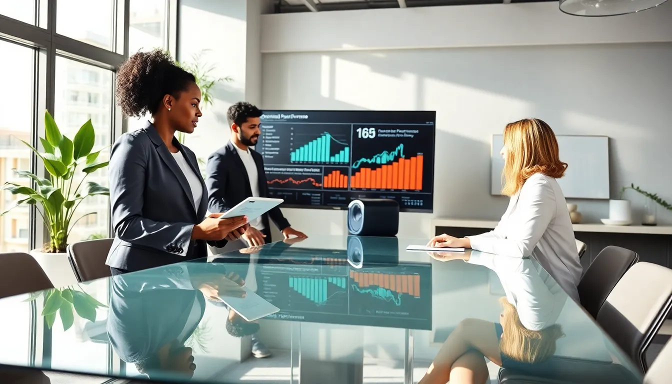diverse team collaborating on operational performance strategies in a modern office