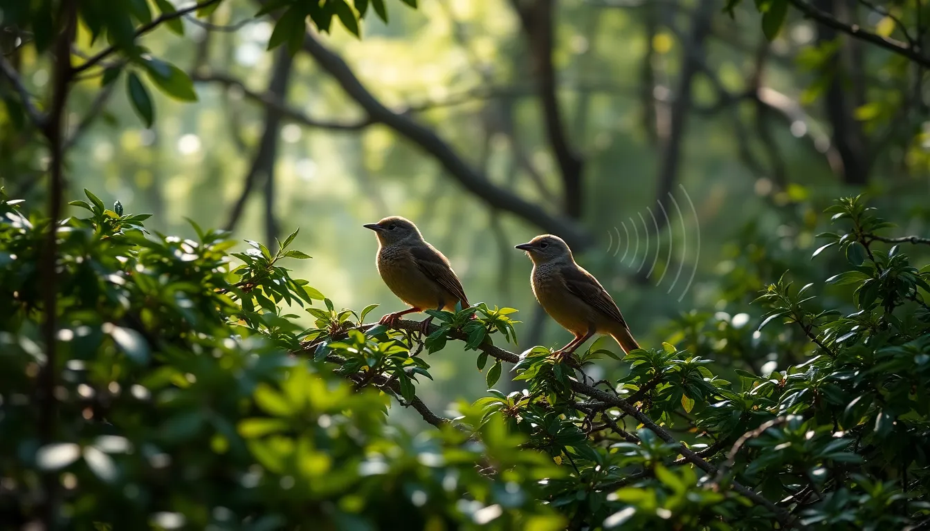 Rinaculas birds in a dense forest setting.
