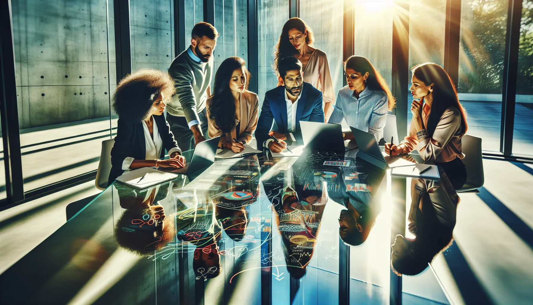 diverse team collaborating in a modern office setting.