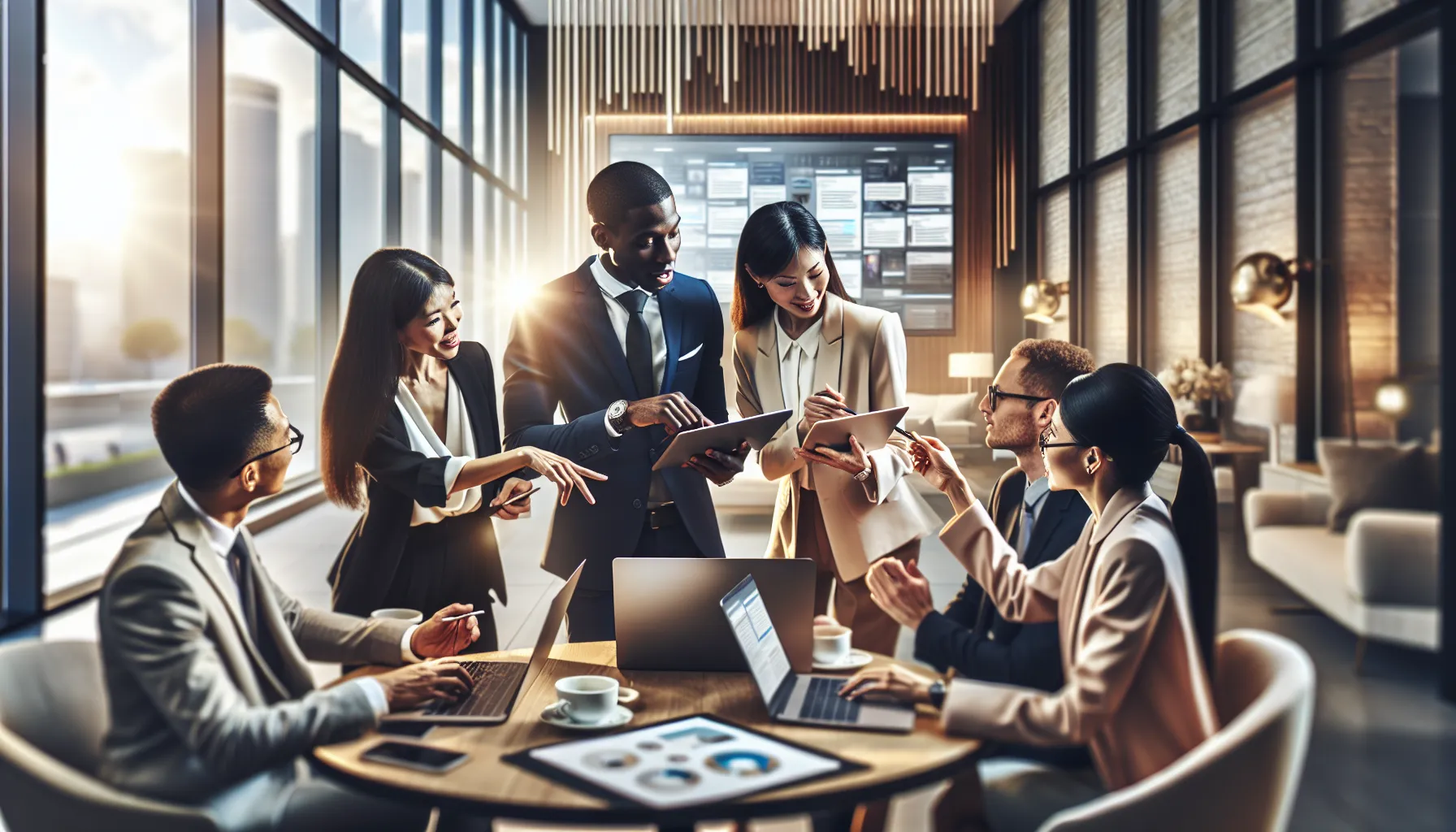diverse group of professionals collaborating in a modern office