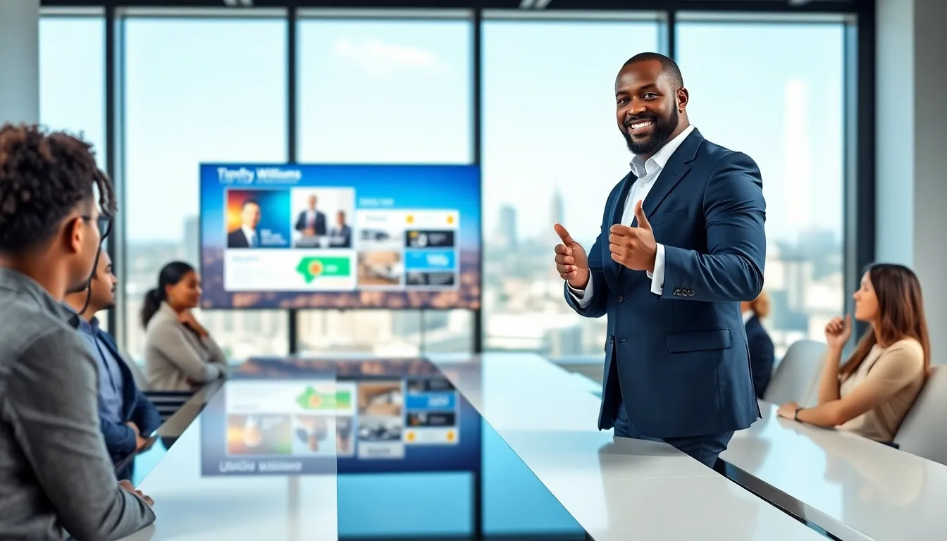Timothy Williams leading a meeting at Homerocket Realty office.