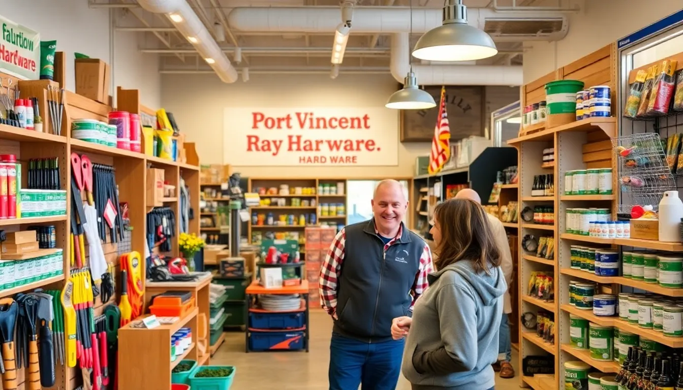 interior of a family-owned hardware store with products on display.