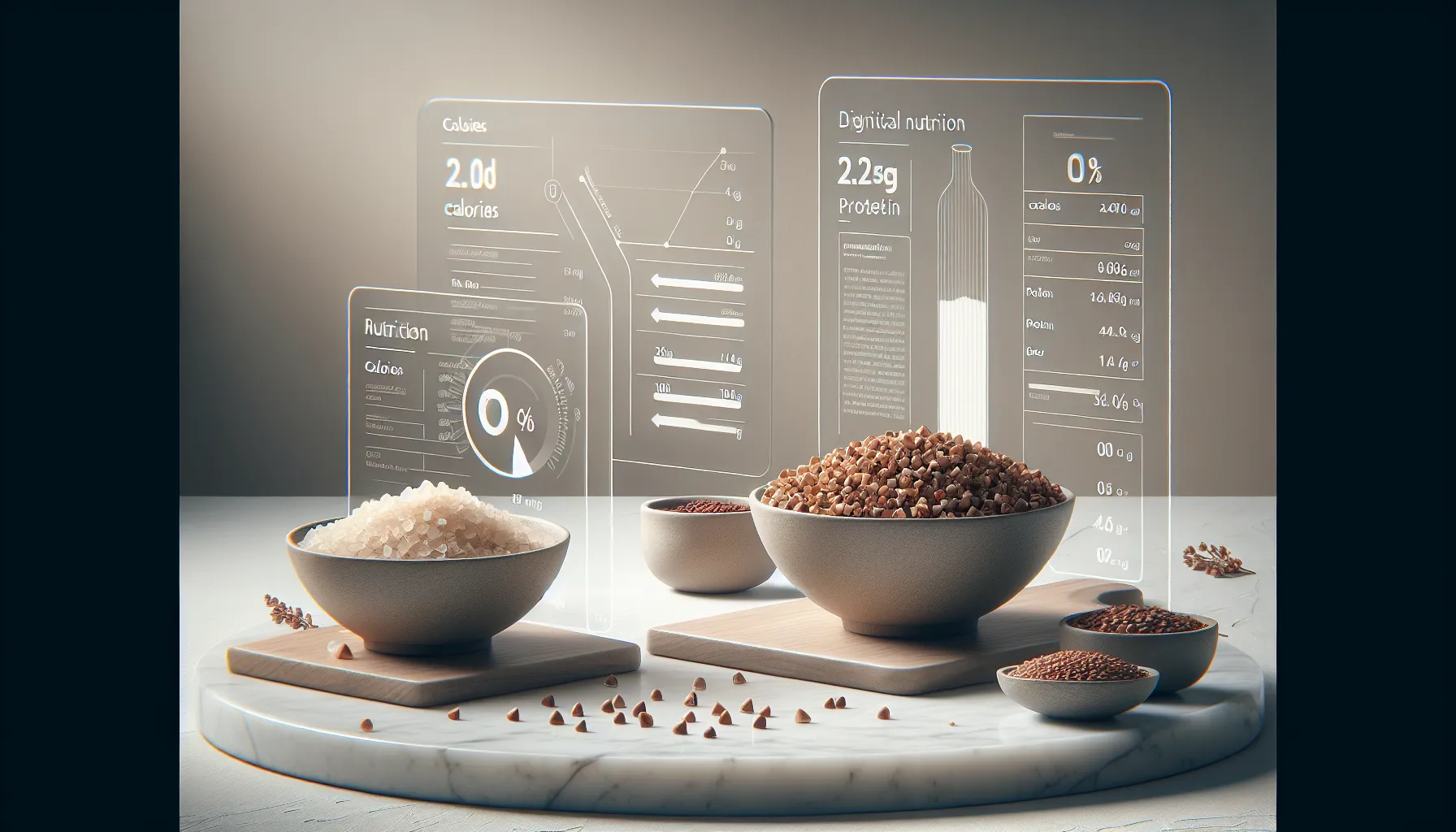 Comparison of raw and cooked buckwheat with nutrition facts.